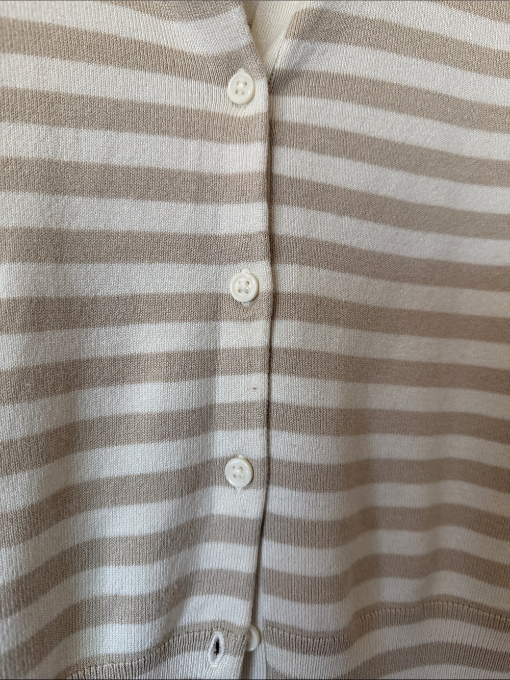 H&M Women's Striped Cream and Taupe Button-Up Cardigan - Picture 4 of 5